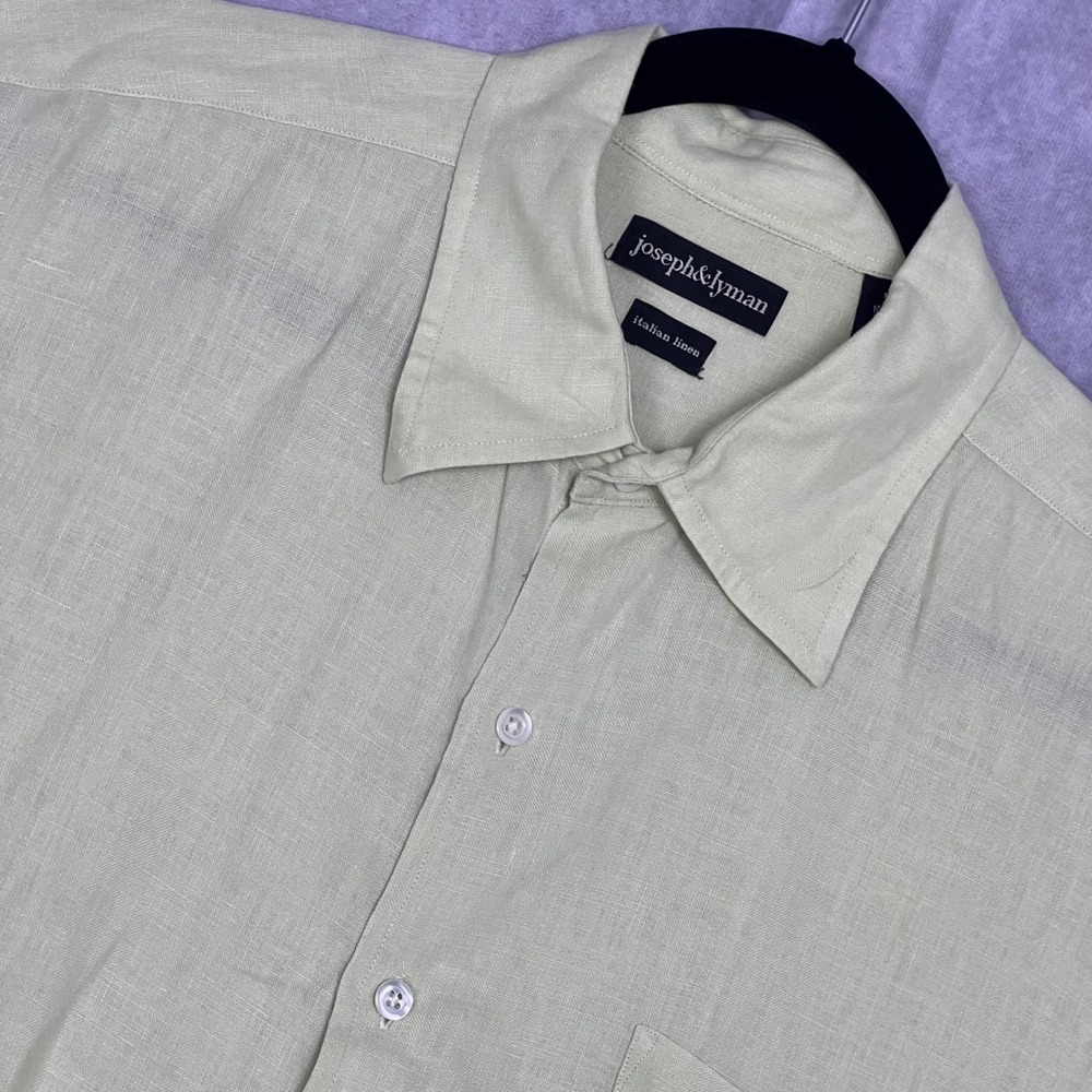 Joseph & Lyman‎ Linen Shirt Mens XL Cream Excellent Italian Linen Short Sleeve